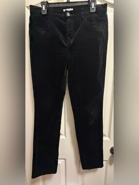 LOFT Black Velvet Straight Leg Pants Size 8/29 Stretch Cotton Holiday